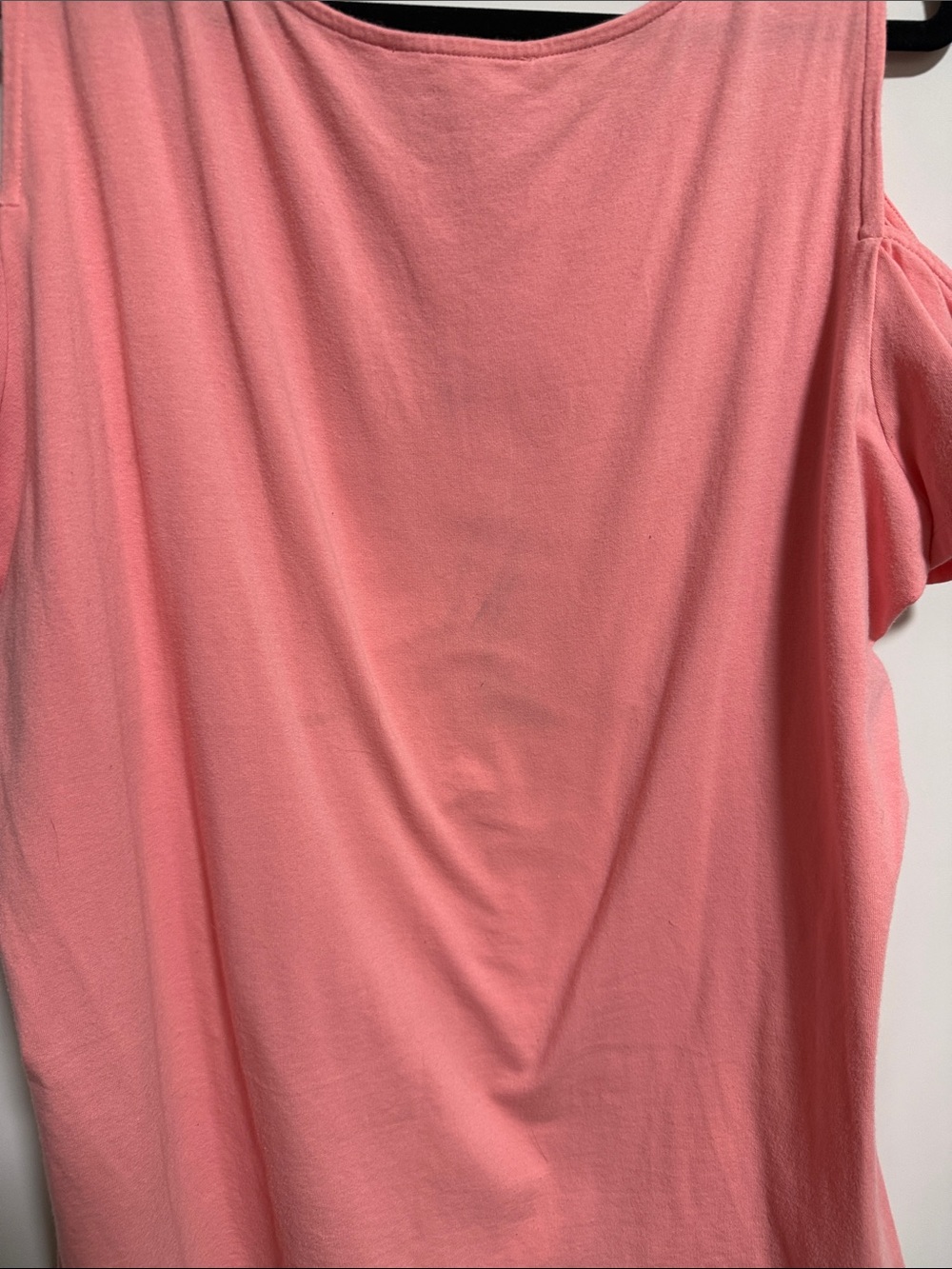 Michael Michael Kors Pink Cold Shoulder Flutter Sleeve Top XL Logo Scoop Neck - Picture 10 of 10